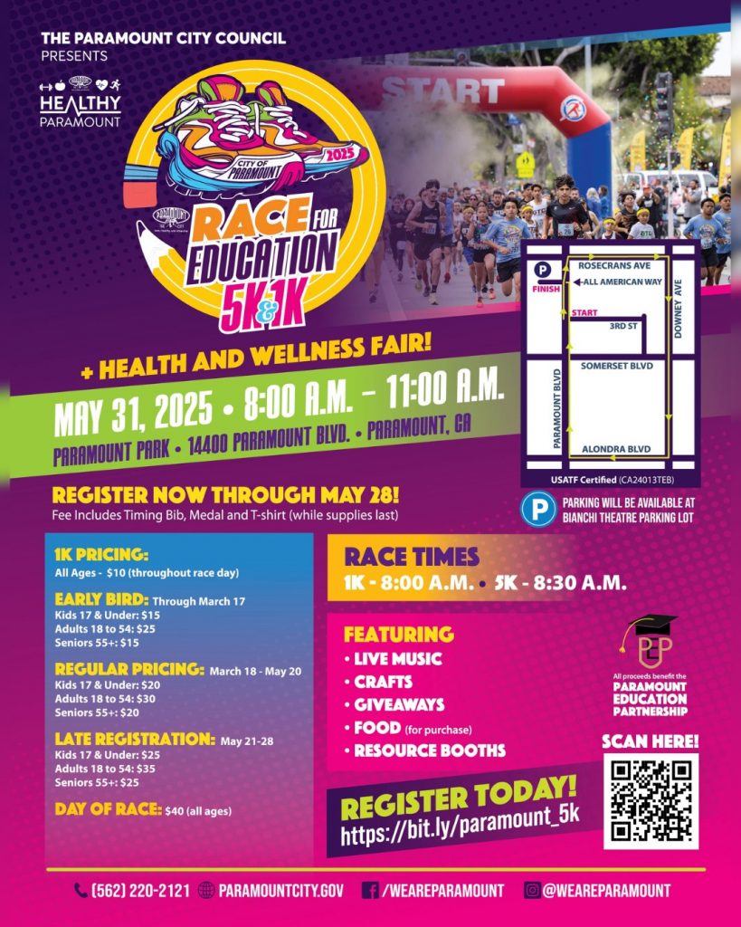 5k 1k Race for Education flyer
