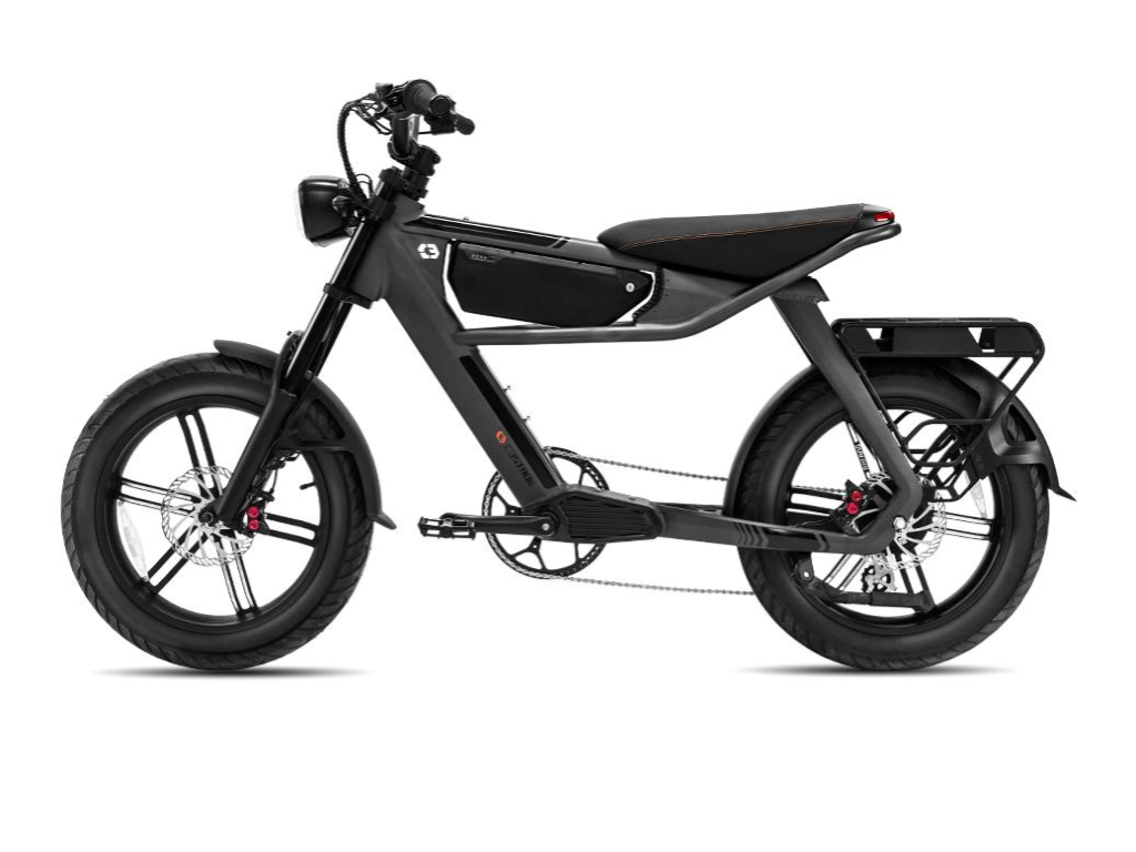 Stationary black Class 3 e-bike.