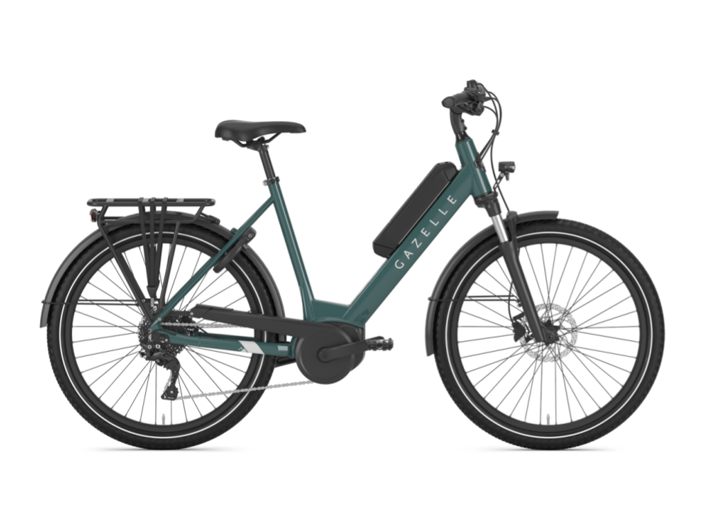 Stationary blue Class 1 e-bike.