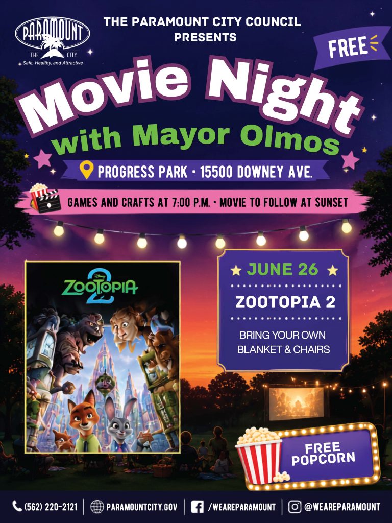 Summer Movie Night with Mayor Brenda Olmos 2026 Flyer