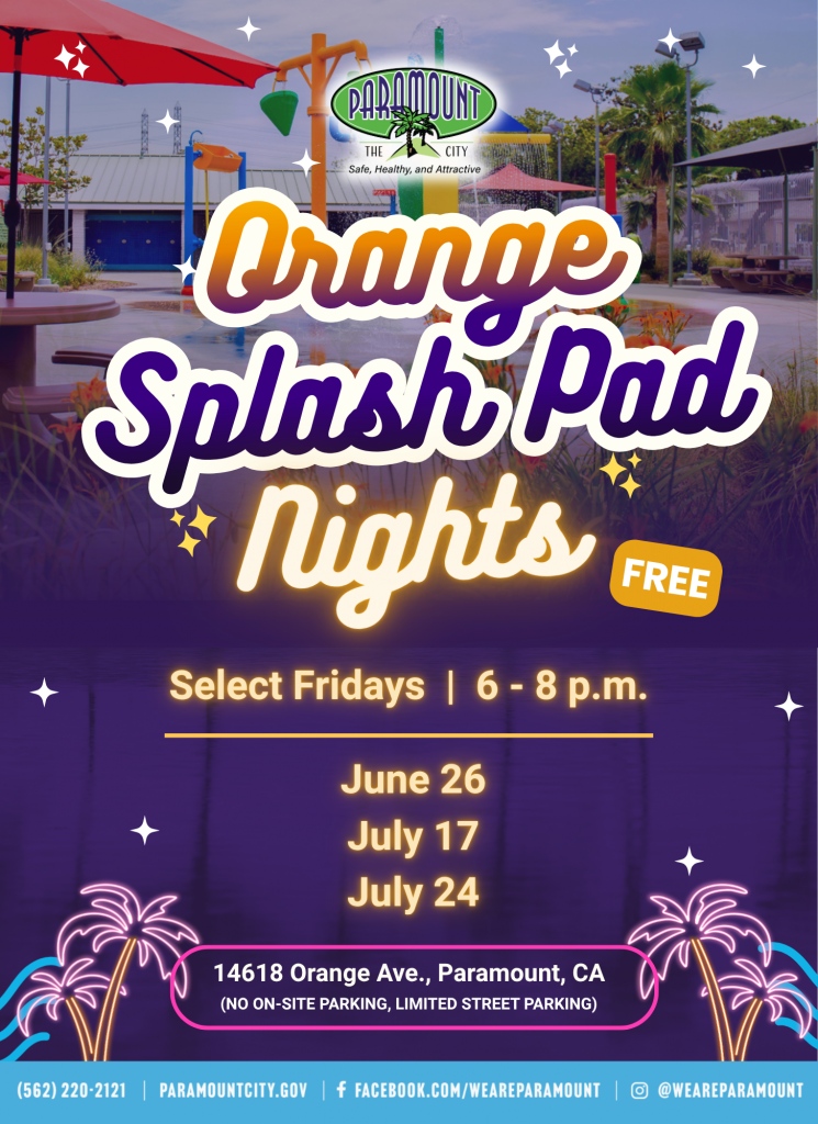 Orange Splash Pad Nights 2026 Flyer