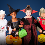 children in costumes for halloween